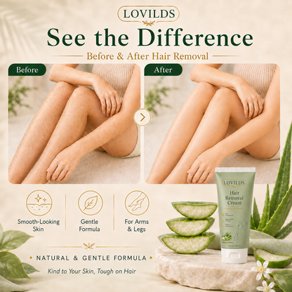 Soieva | LOVILDS Painless Depilatory Cream – No Razor Bumps, No Harsh Odor