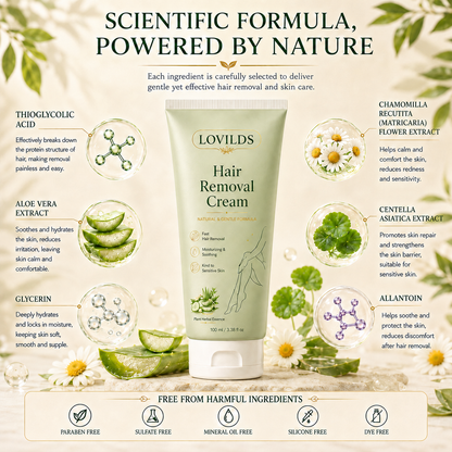 Soieva | LOVILDS Painless Depilatory Cream – No Razor Bumps, No Harsh Odor